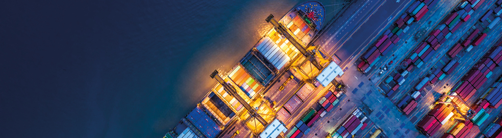 cargo and goods transportation ship in a dock 